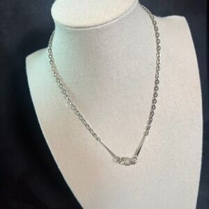 Vintage Lisner Silver Tone Knot Pendant Necklace NOS Original Tag 1960s‎ Retro